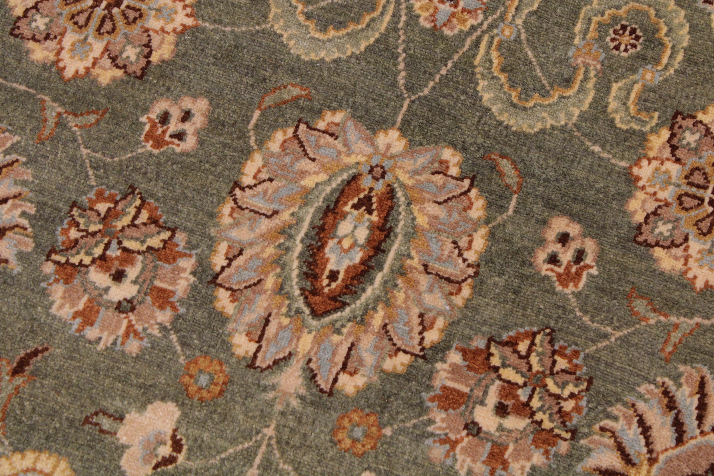 handmade Traditional Veg Dye Green Lt. Tan Hand Knotted RECTANGLE 100% WOOL area rug 9' x 12'