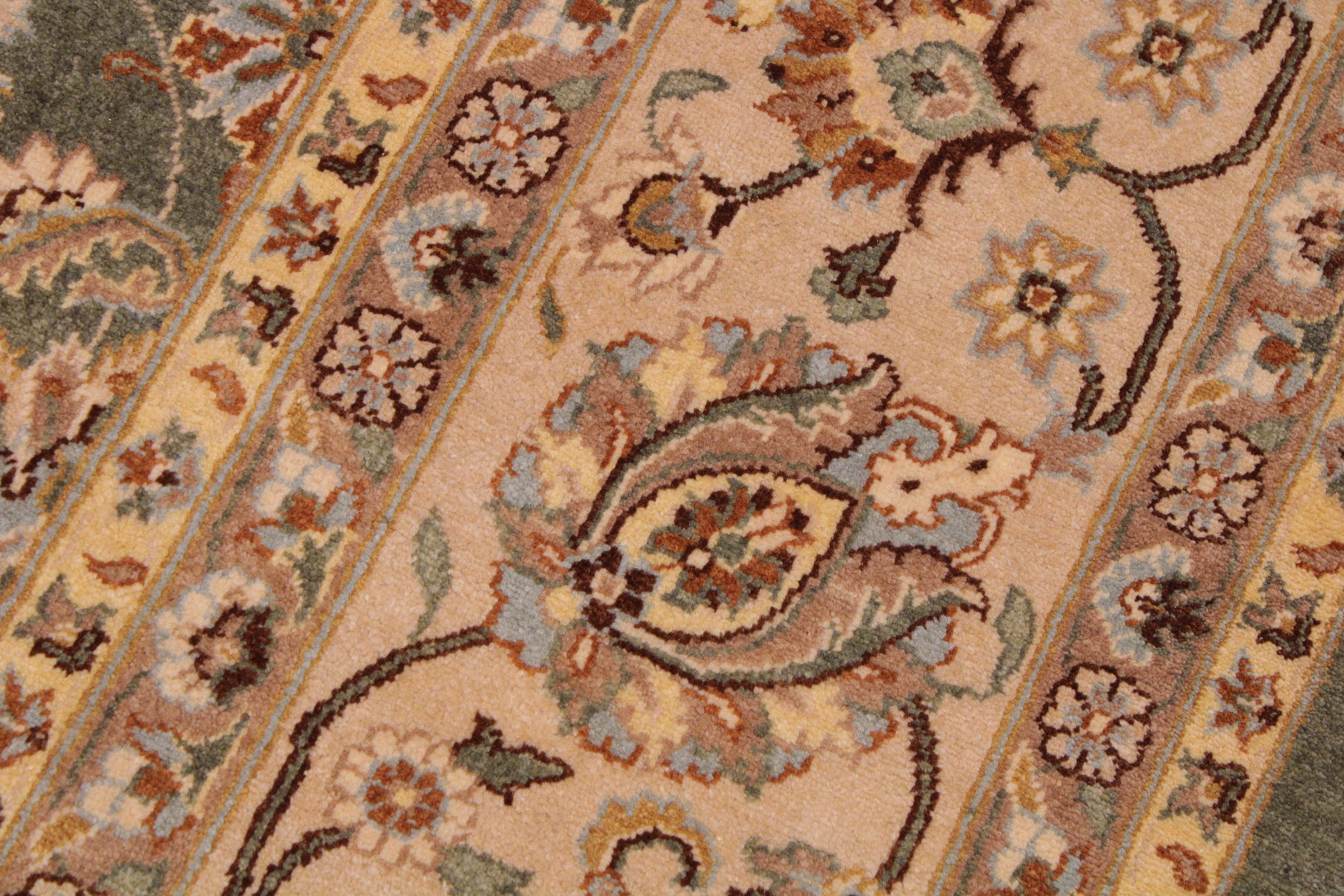 handmade Traditional Veg Dye Green Lt. Tan Hand Knotted RECTANGLE 100% WOOL area rug 9' x 12'