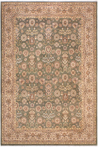 handmade Traditional Veg Dye Green Lt. Tan Hand Knotted RECTANGLE 100% WOOL area rug 9'X12'