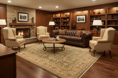 Turkish Knotted Istanbul Paulene Green/Tan Wool Rug - 9'1''X12'1''