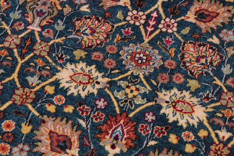 handmade Traditional Design Teal Ivory Hand Knotted RECTANGLE 100% WOOL area rug 9'X12'