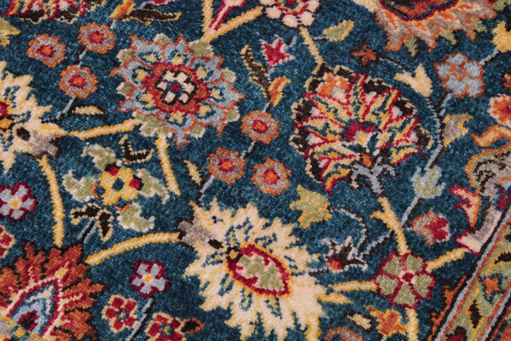 handmade Traditional Design Teal Ivory Hand Knotted RECTANGLE 100% WOOL area rug 9'X12'