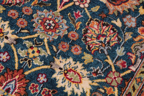 handmade Traditional Design Teal Ivory Hand Knotted RECTANGLE 100% WOOL area rug 9'X12'