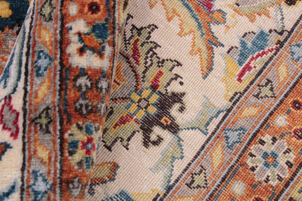 handmade Traditional Design Teal Ivory Hand Knotted RECTANGLE 100% WOOL area rug 9'X12'