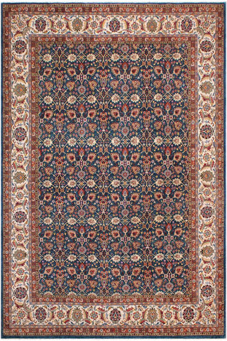 handmade Traditional Design Teal Ivory Hand Knotted RECTANGLE 100% WOOL area rug 9'X12'