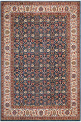 handmade Traditional Design Teal Ivory Hand Knotted RECTANGLE 100% WOOL area rug 9'X12'