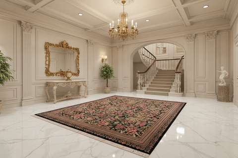 handmade Transitional Basarabian Black Black Hand Knotted RECTANGLE 100% WOOL area rug 9x12