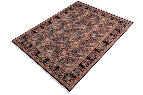 handmade Transitional Abusson Black Black Hand Knotted RECTANGLE 100% WOOL area rug 10x14