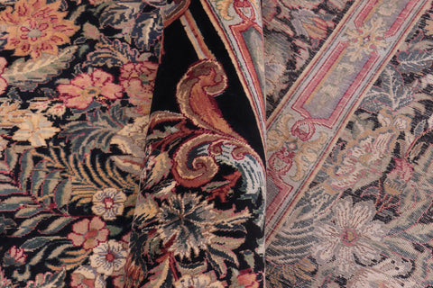 handmade Transitional Abusson Black Black Hand Knotted RECTANGLE 100% WOOL area rug 10x14