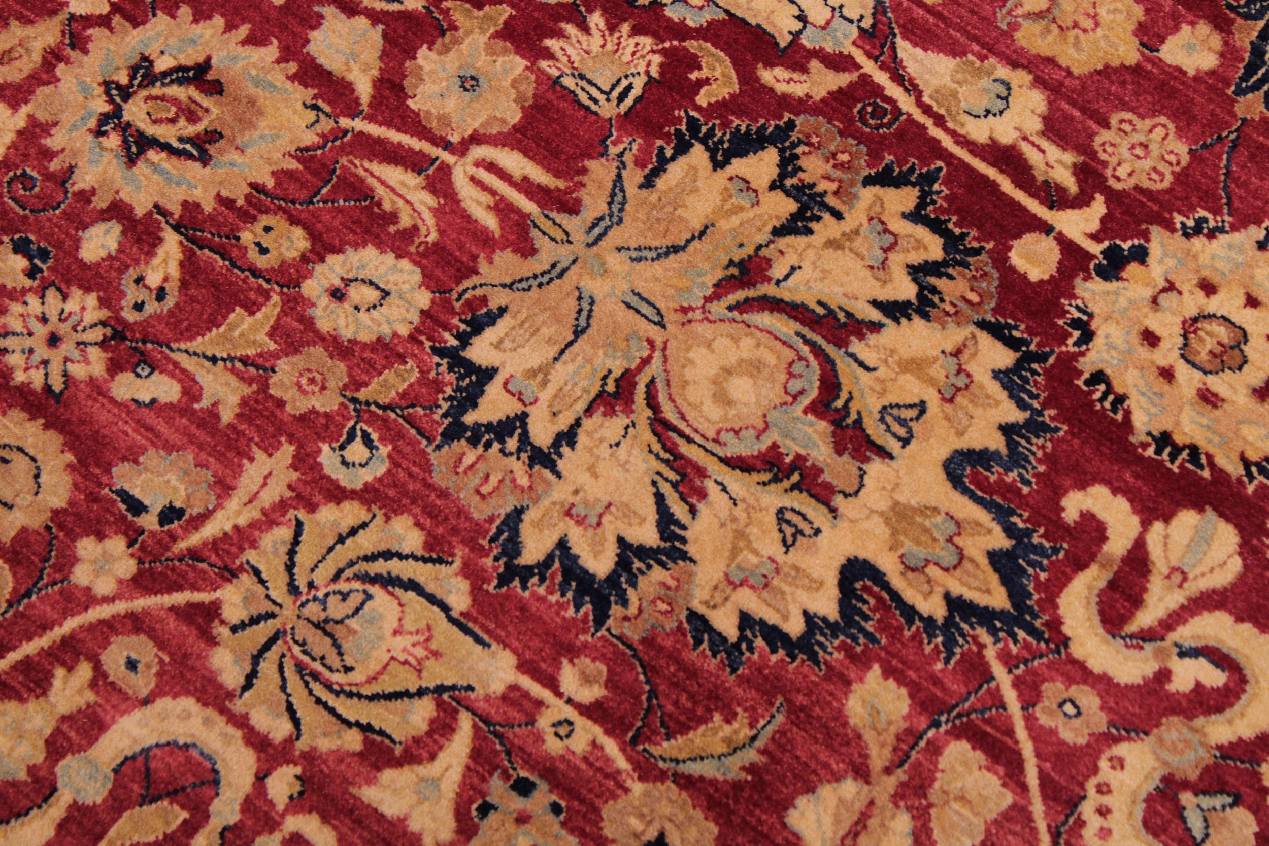 handmade Transitional Anmol Agra Red Blue Hand Knotted RECTANGLE 100% WOOL area rug 9 x 12