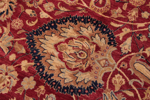 handmade Transitional Anmol Agra Red Blue Hand Knotted RECTANGLE 100% WOOL area rug 9x12