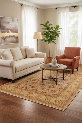 Traditional Batish Kenda Lt. Tan Lt. Tan Hand Knotted Area rugs 9X12