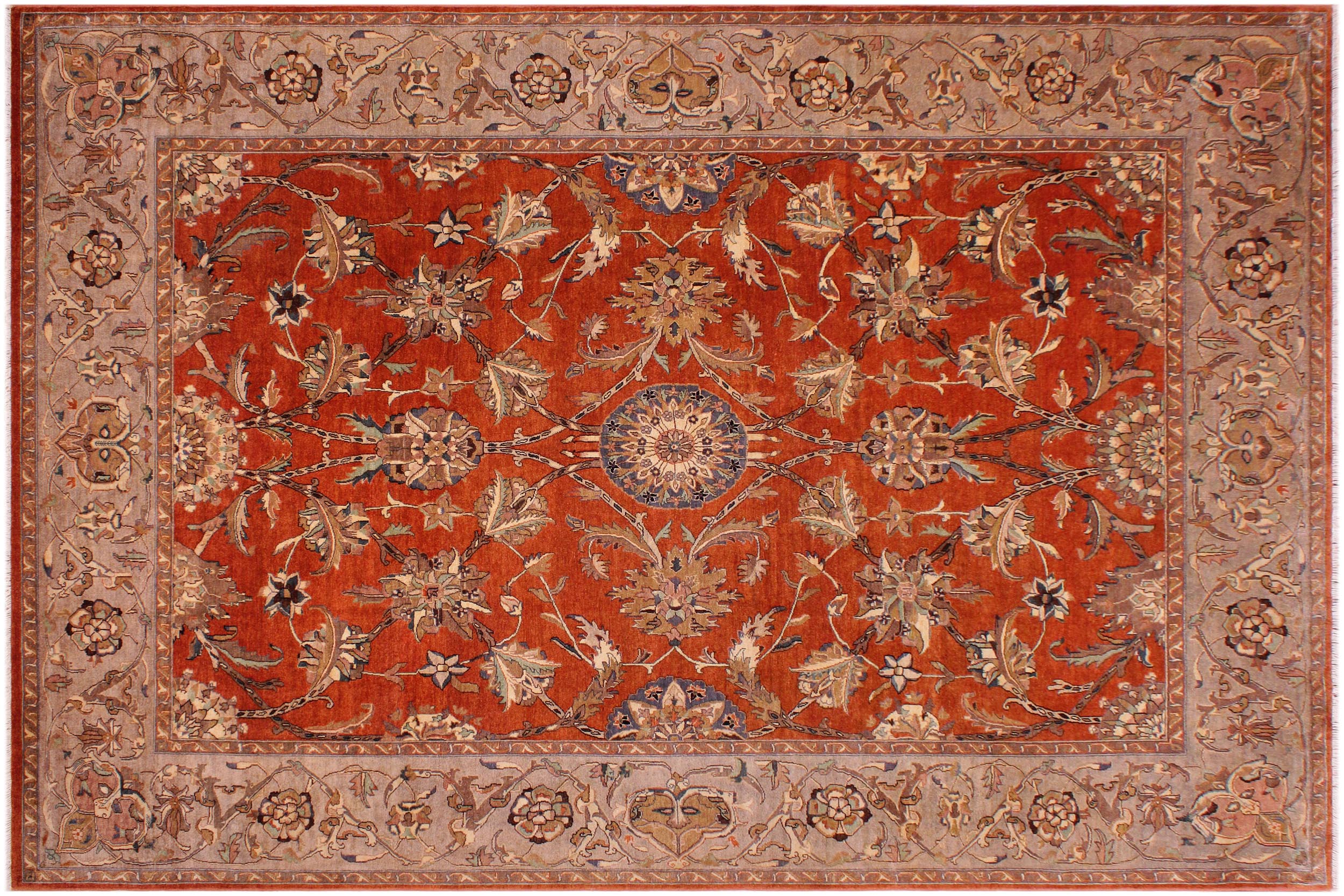 handmade Traditional  Rust Tan Hand Knotted RECTANGLE 100% WOOL area rug 9' x 12'