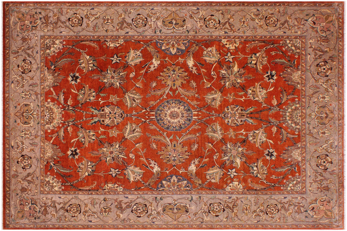handmade Traditional  Rust Tan Hand Knotted RECTANGLE 100% WOOL area rug 9' x 12'
