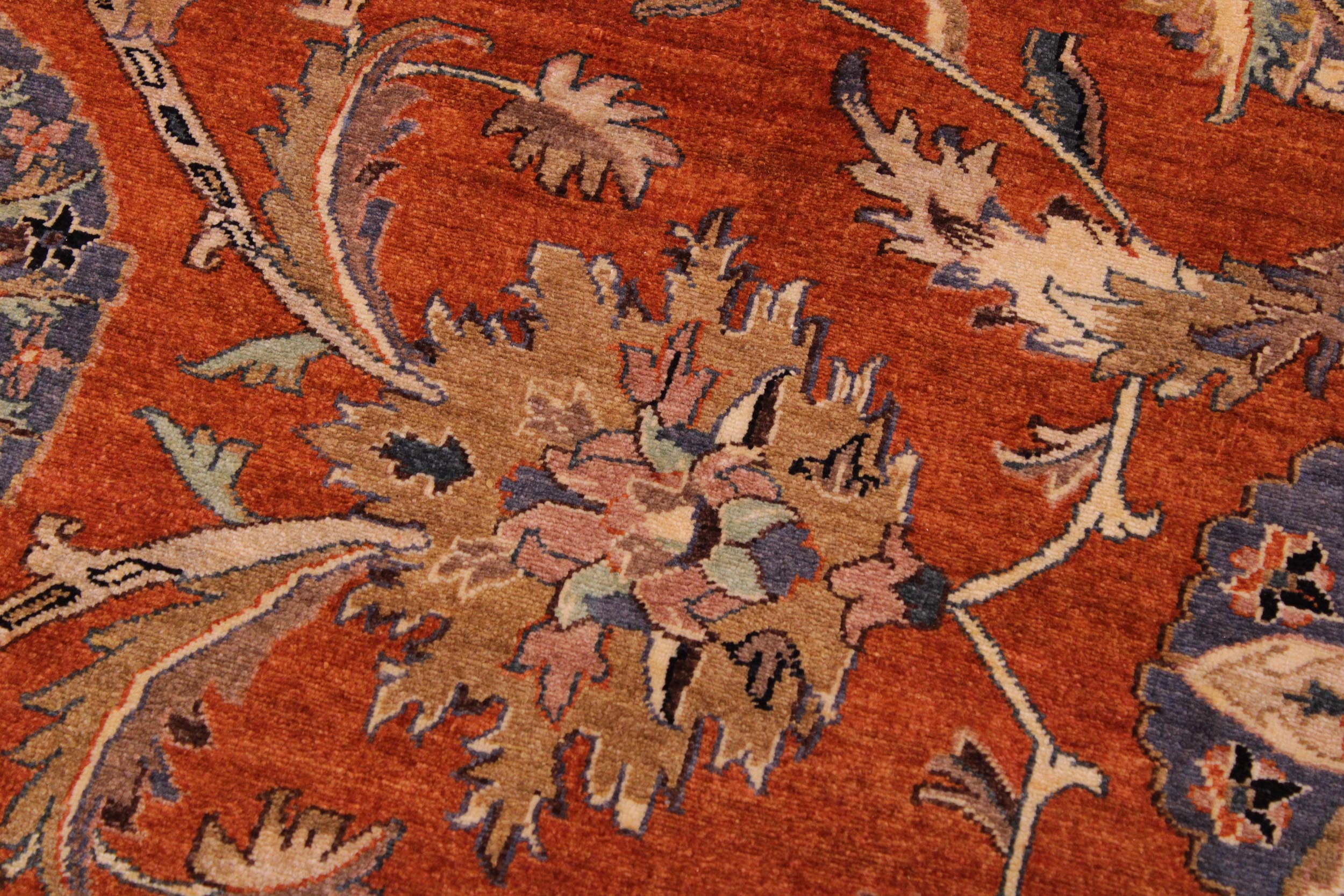 handmade Traditional  Rust Tan Hand Knotted RECTANGLE 100% WOOL area rug 9' x 12'