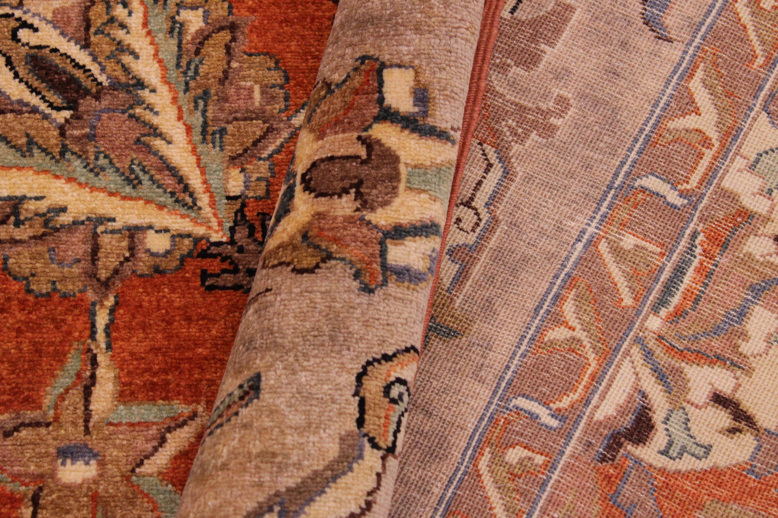 handmade Traditional  Rust Tan Hand Knotted RECTANGLE 100% WOOL area rug 9' x 12'