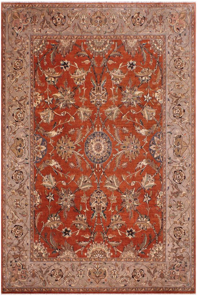 handmade Traditional  Rust Tan Hand Knotted RECTANGLE 100% WOOL area rug 9'X12'