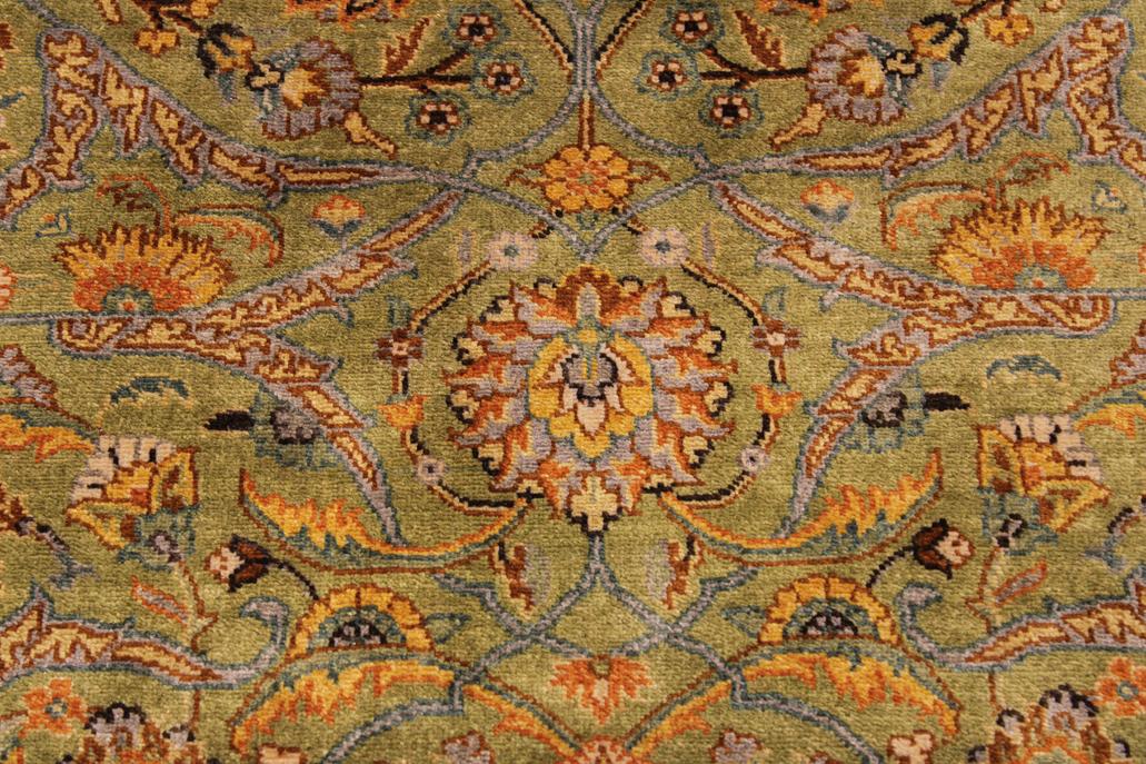 handmade Traditional  Lt. Green Gold Hand Knotted RECTANGLE 100% WOOL area rug 9'X12'