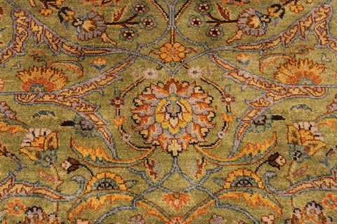 handmade Traditional  Lt. Green Gold Hand Knotted RECTANGLE 100% WOOL area rug 9'X12'