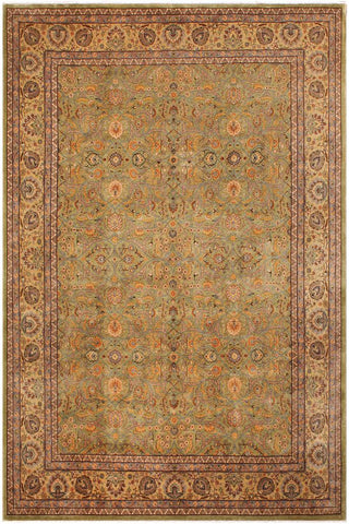 handmade Traditional  Lt. Green Gold Hand Knotted RECTANGLE 100% WOOL area rug 9'X12'