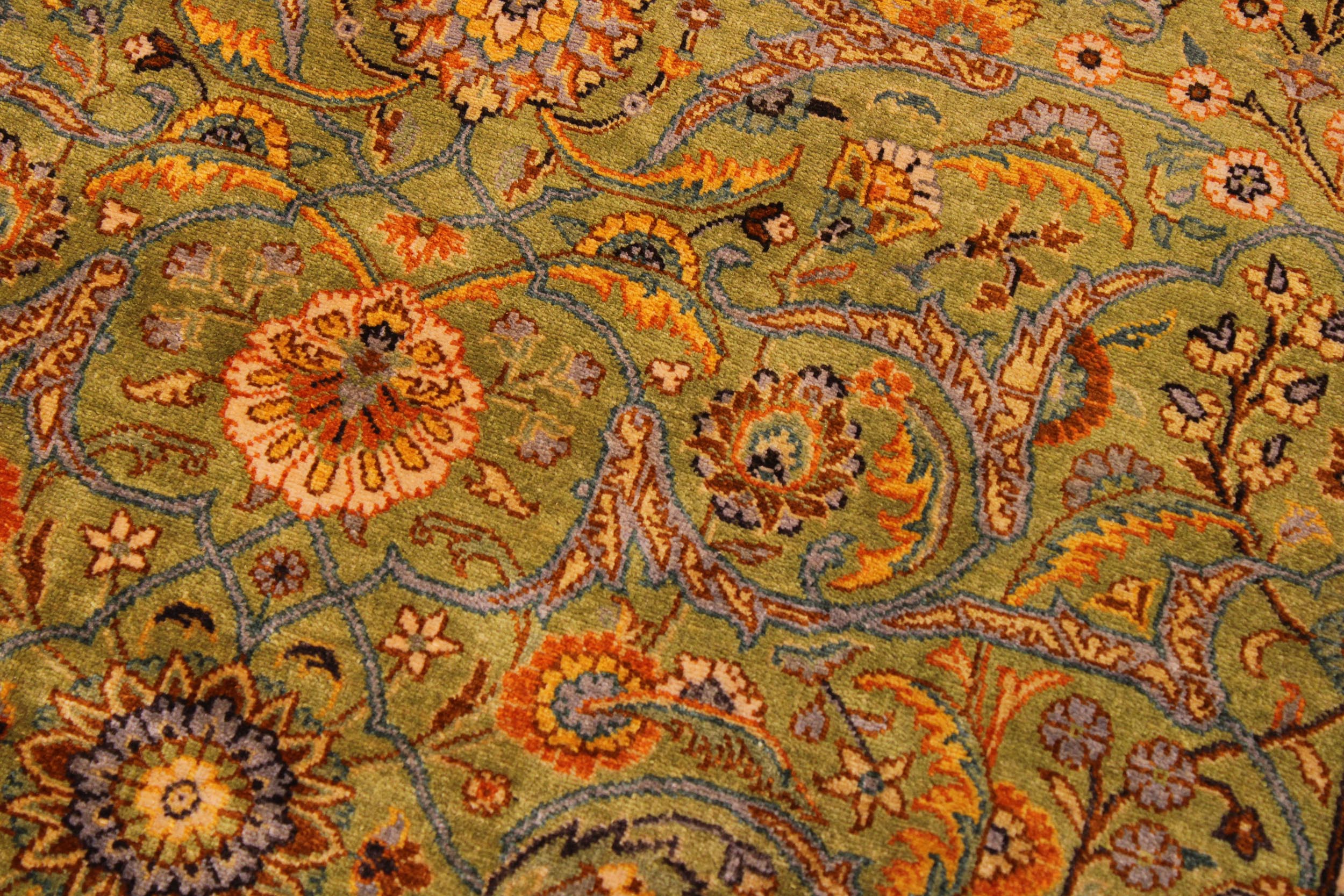 handmade Traditional  Lt. Green Gold Hand Knotted RECTANGLE 100% WOOL area rug 9' x 12'