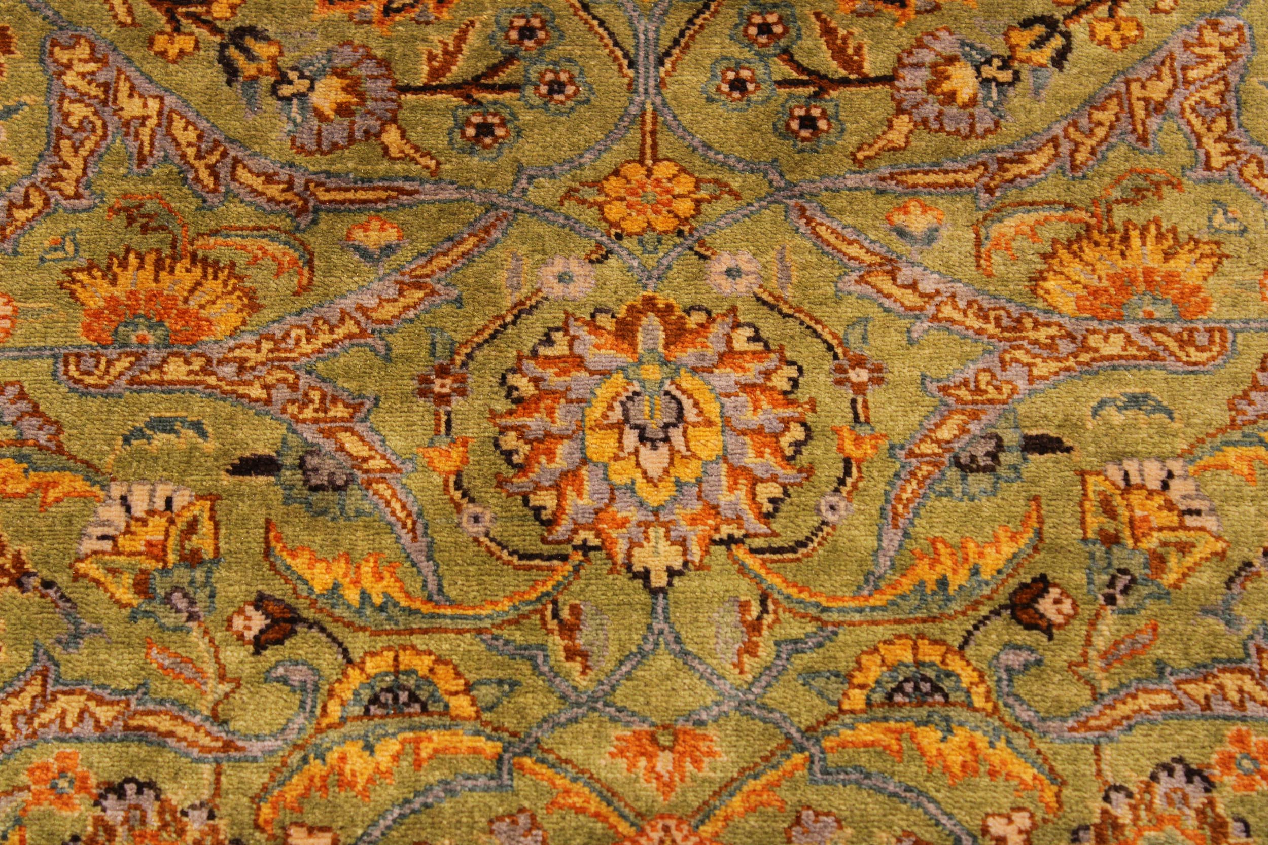 handmade Traditional  Lt. Green Gold Hand Knotted RECTANGLE 100% WOOL area rug 9' x 12'
