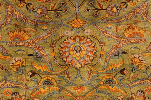 handmade Traditional  Lt. Green Gold Hand Knotted RECTANGLE 100% WOOL area rug 9' x 12'