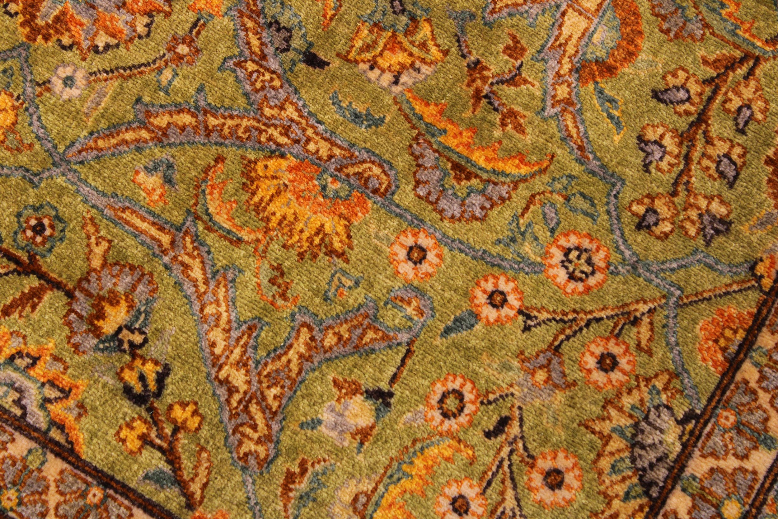 handmade Traditional  Lt. Green Gold Hand Knotted RECTANGLE 100% WOOL area rug 9' x 12'