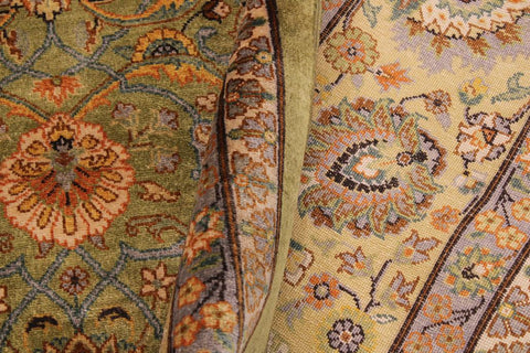 handmade Traditional  Lt. Green Gold Hand Knotted RECTANGLE 100% WOOL area rug 9'X12'