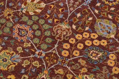 handmade Traditional Design Brown Lt. Green Hand Knotted RECTANGLE 100% WOOL area rug 9' x 12'