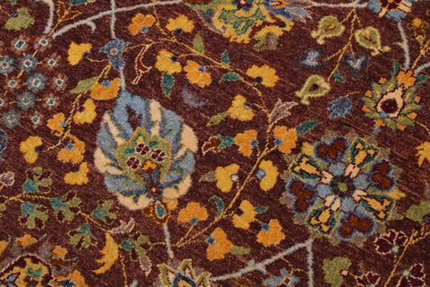 handmade Traditional Design Brown Lt. Green Hand Knotted RECTANGLE 100% WOOL area rug 9' x 12'