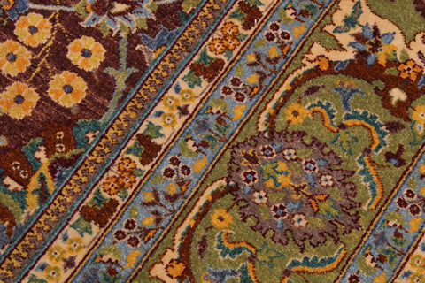handmade Traditional Design Brown Lt. Green Hand Knotted RECTANGLE 100% WOOL area rug 9' x 12'