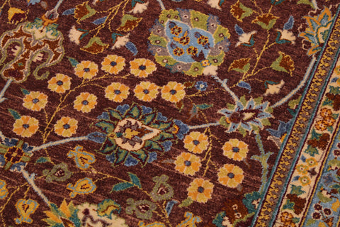 handmade Traditional Design Brown Lt. Green Hand Knotted RECTANGLE 100% WOOL area rug 9' x 12'