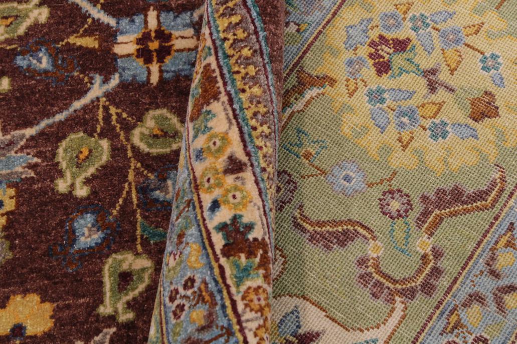 handmade Traditional Design Brown Lt. Green Hand Knotted RECTANGLE 100% WOOL area rug 9'X12'