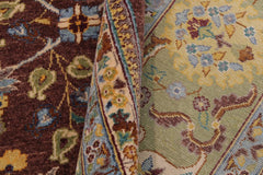 handmade Traditional Design Brown Lt. Green Hand Knotted RECTANGLE 100% WOOL area rug 9'X12'