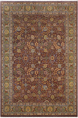 handmade Traditional Design Brown Lt. Green Hand Knotted RECTANGLE 100% WOOL area rug 9'X12'