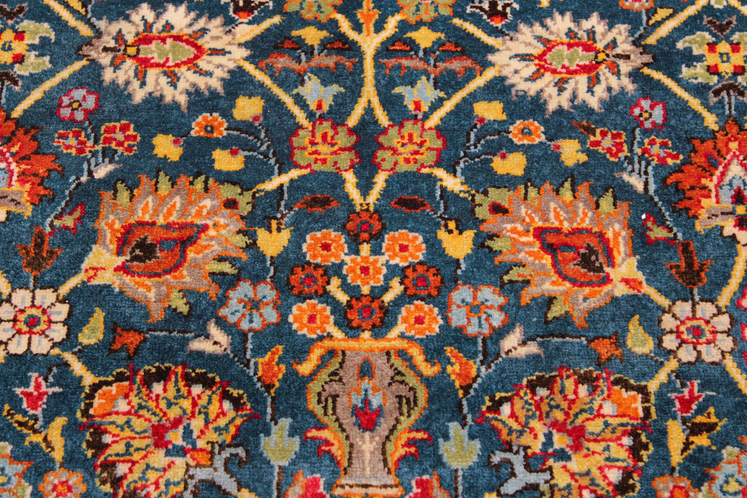 handmade Transitional Veg Dye Lt. Blue Ivory Hand Knotted RECTANGLE 100% WOOL area rug 9' x 12'