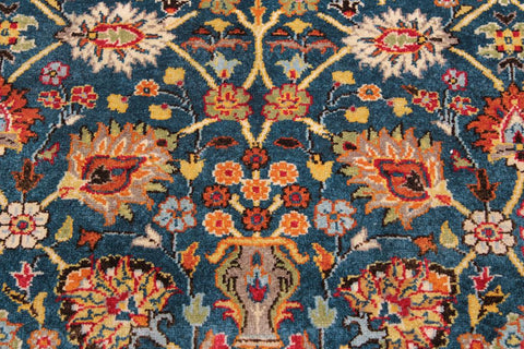 handmade Traditional Veg Dye Lt. Blue Ivory Hand Knotted RECTANGLE 100% WOOL area rug 9'X12'