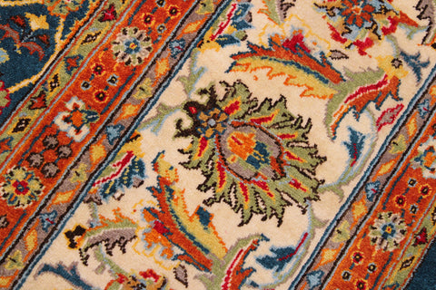 handmade Transitional Veg Dye Lt. Blue Ivory Hand Knotted RECTANGLE 100% WOOL area rug 9' x 12'