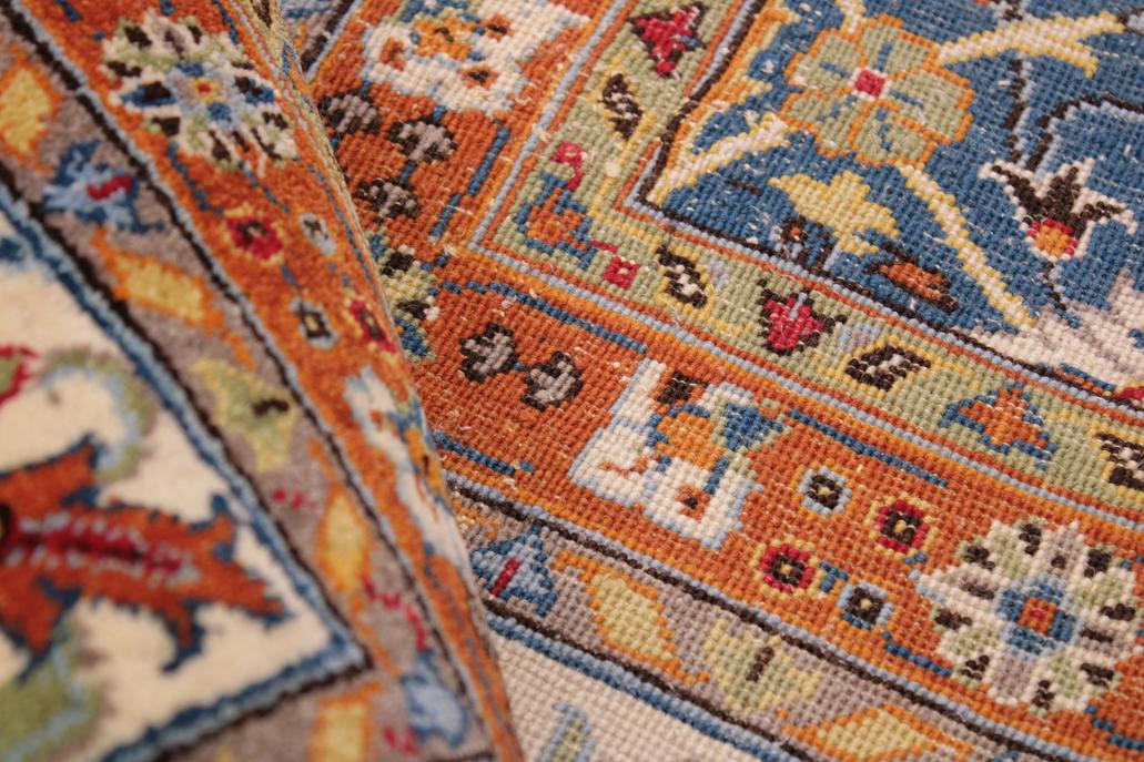 handmade Traditional Veg Dye Lt. Blue Ivory Hand Knotted RECTANGLE 100% WOOL area rug 9'X12'