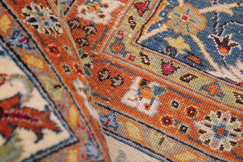 handmade Traditional Veg Dye Lt. Blue Ivory Hand Knotted RECTANGLE 100% WOOL area rug 9'X12'