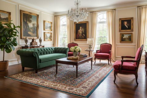 Turkish Knotted Istanbul Ginette Blue/Ivory Wool Rug - 9'1''X11'11''