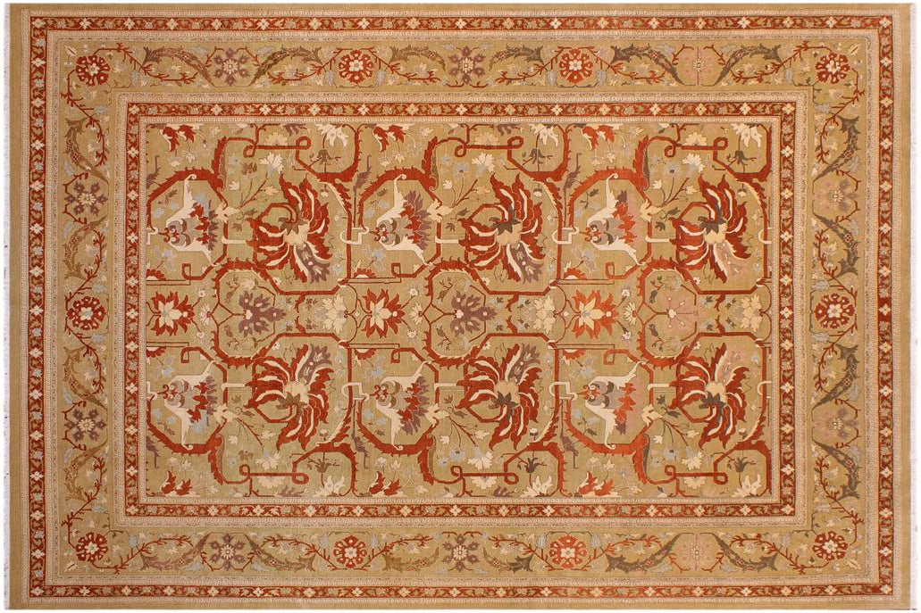 Traditional Kaffas Eryn Gold Gold Hand Knotted Area rugs 9X12