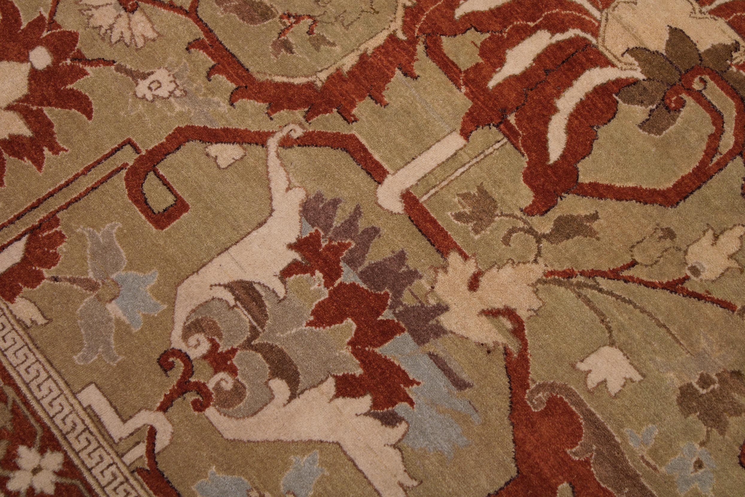 handmade Transitional  Gold Gold Hand Knotted RECTANGLE 100% WOOL area rug 9x12
