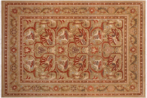 handmade Transitional  Gold Gold Hand Knotted RECTANGLE 100% WOOL area rug 9x12