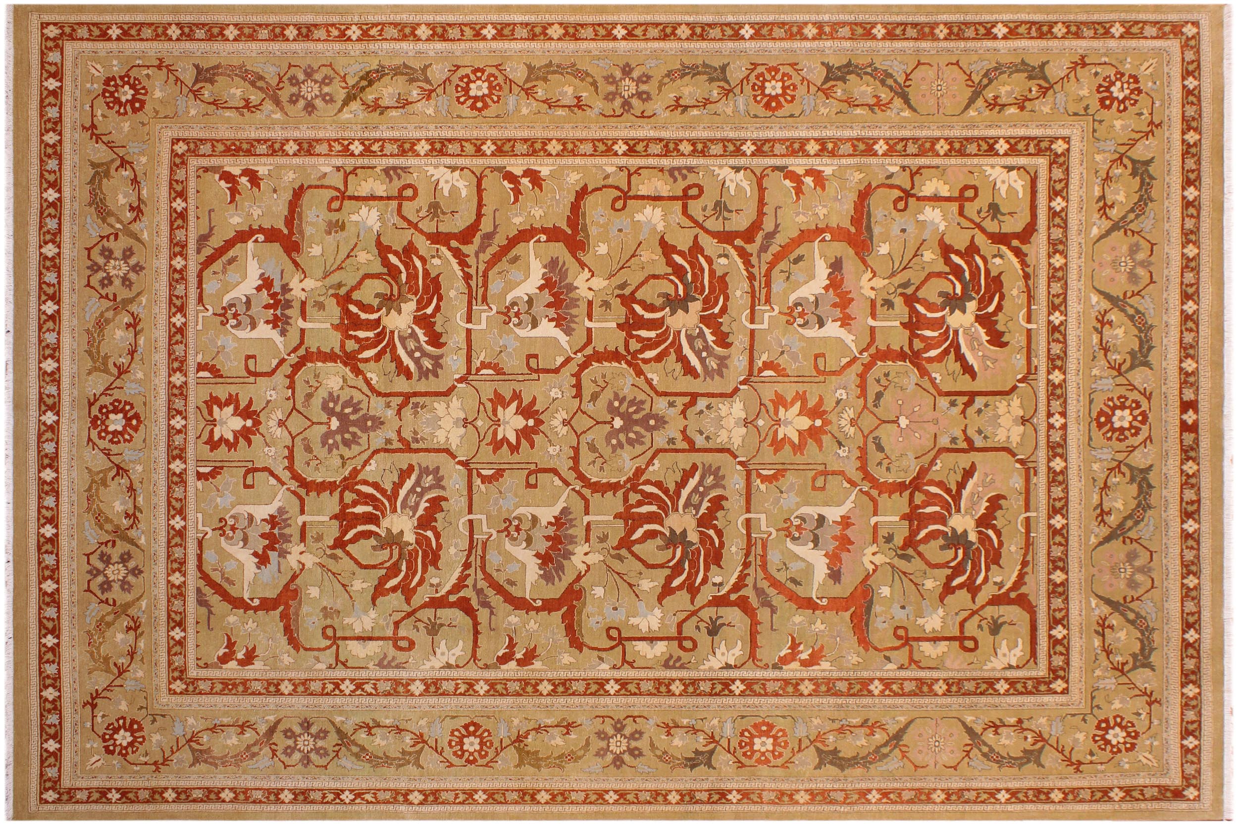 handmade Transitional  Gold Gold Hand Knotted RECTANGLE 100% WOOL area rug 9 x 12