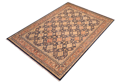 handmade Transitional Kirman Blue Red Hand Knotted RECTANGLE 100% WOOL area rug 8 x 10