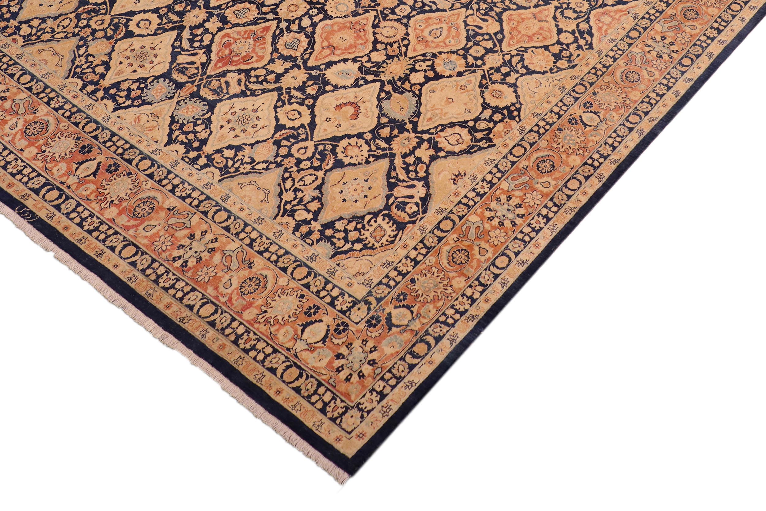 handmade Transitional Kirman Blue Red Hand Knotted RECTANGLE 100% WOOL area rug 8 x 10