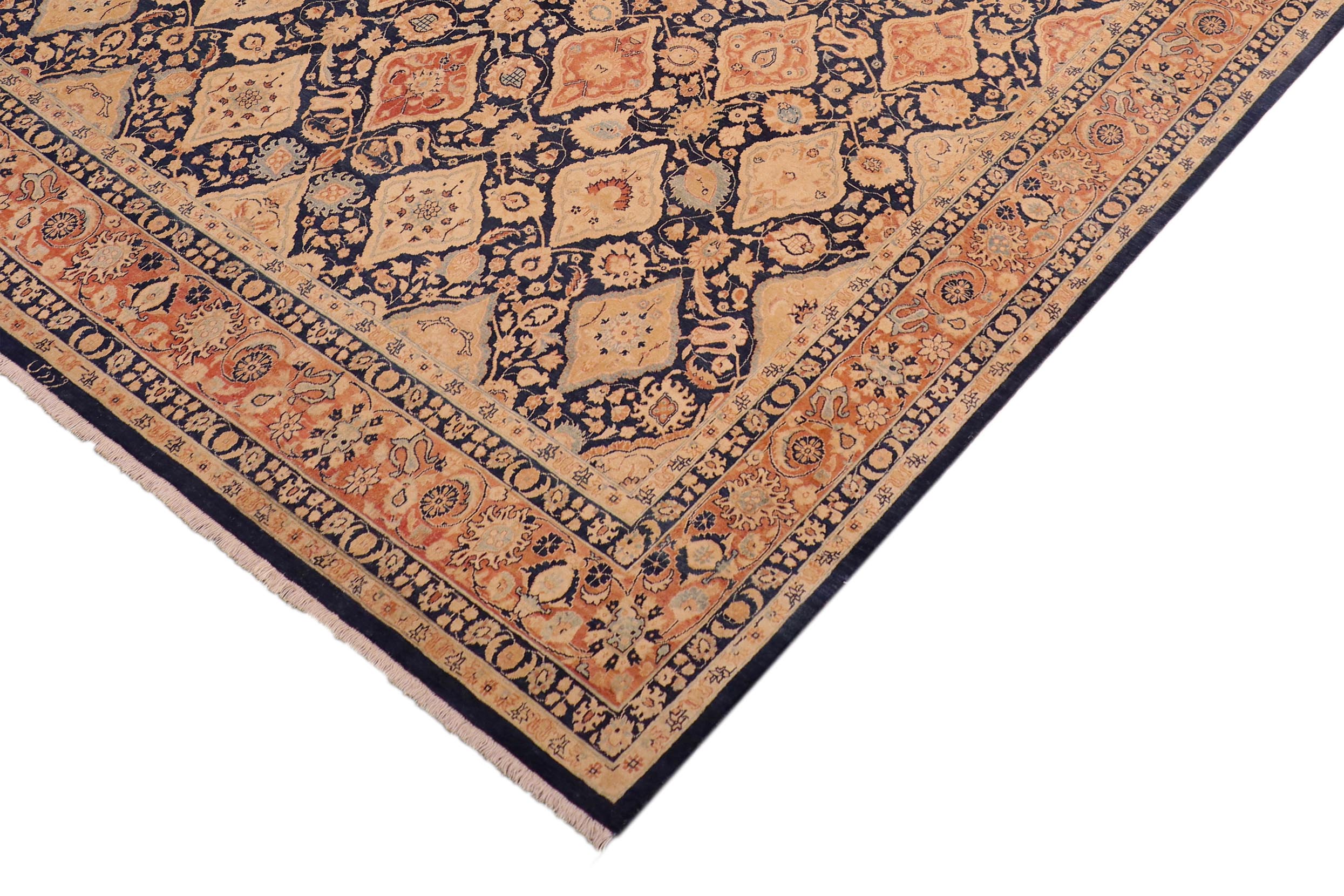 handmade Transitional Kirman Blue Red Hand Knotted RECTANGLE 100% WOOL area rug 8x10