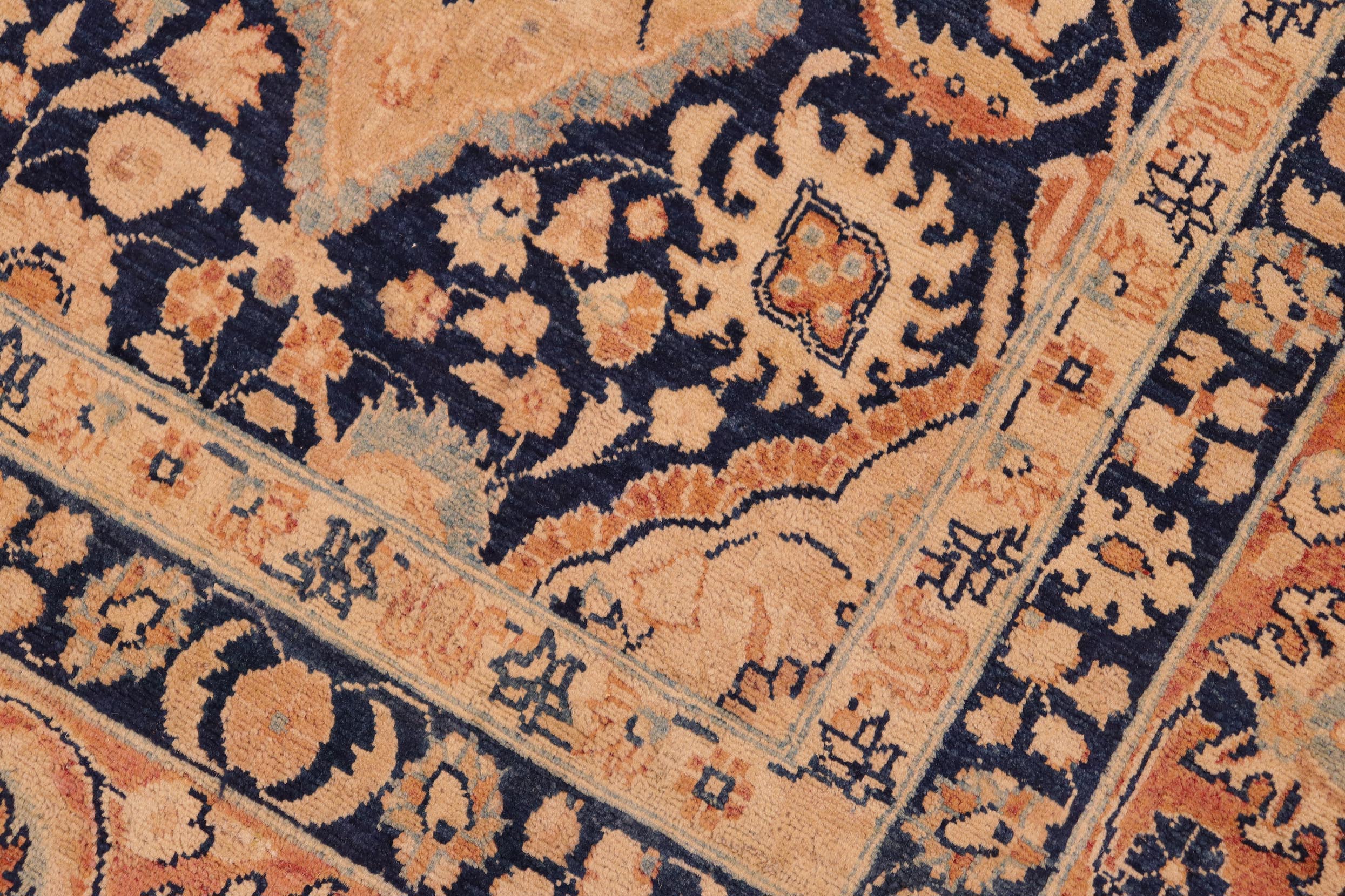handmade Transitional Kirman Blue Red Hand Knotted RECTANGLE 100% WOOL area rug 8x10